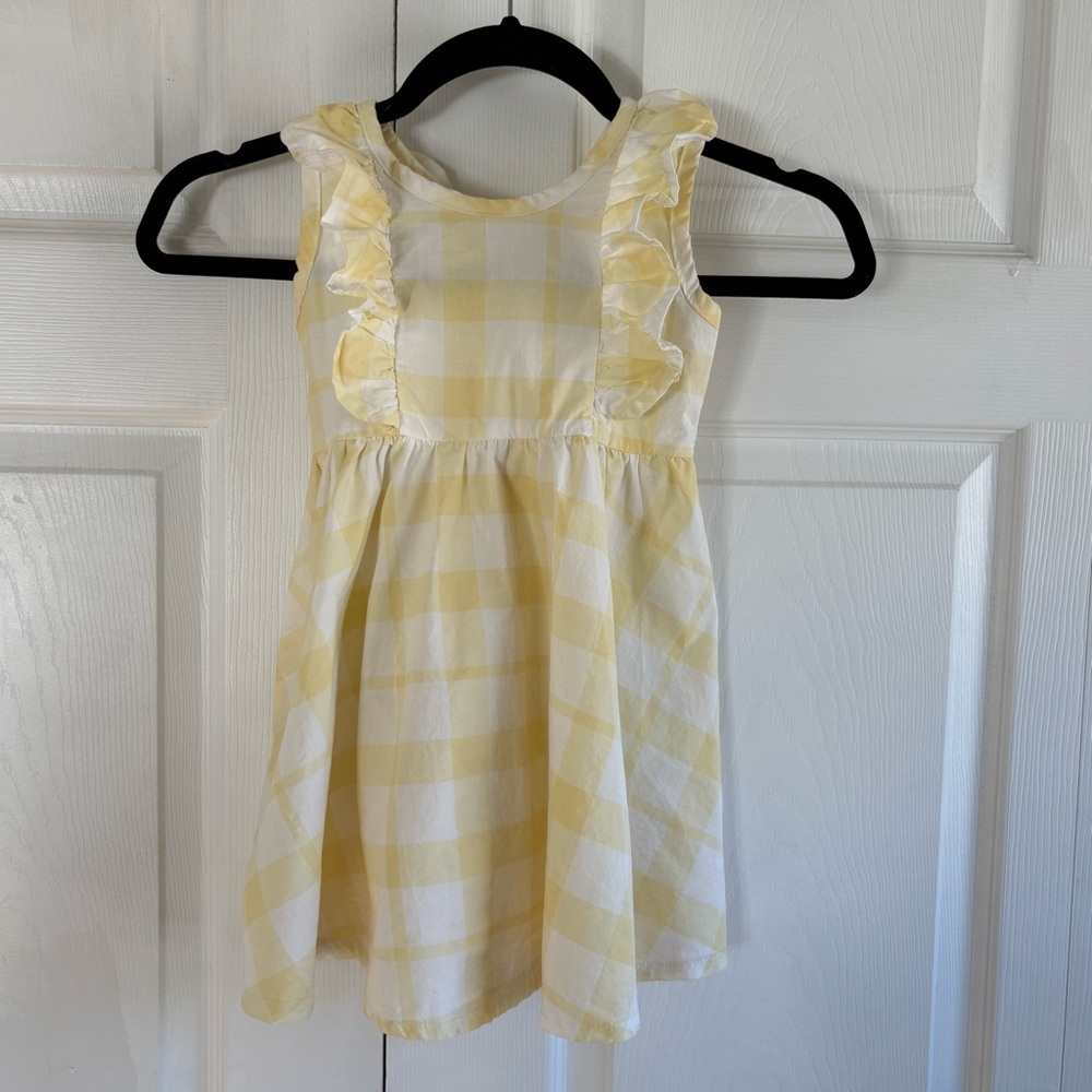 Monica&Andy Yellow White Plaid‎ Ruffle Front Fit&Flare 3T Dress Preppy Easter